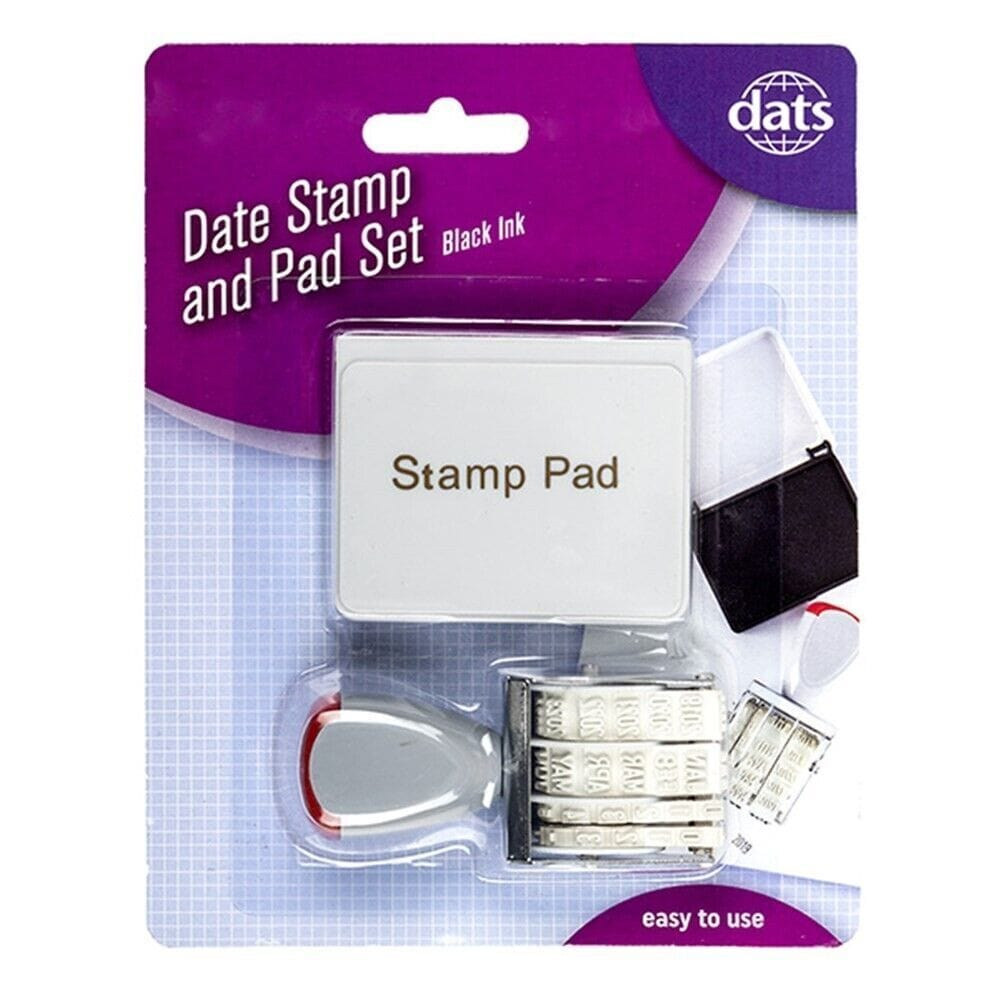 Dats Stamp pad Date Stamp Black Ink Dater 3.3mm Long Date With Pad Set Office