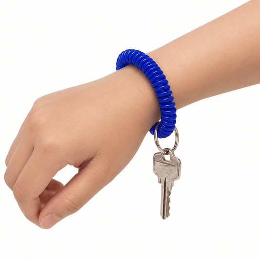 Dats Wrist Coil 2 Pack Wrist Keychain Key Spring Spiral Stretch Coil Wristband Ring Blue