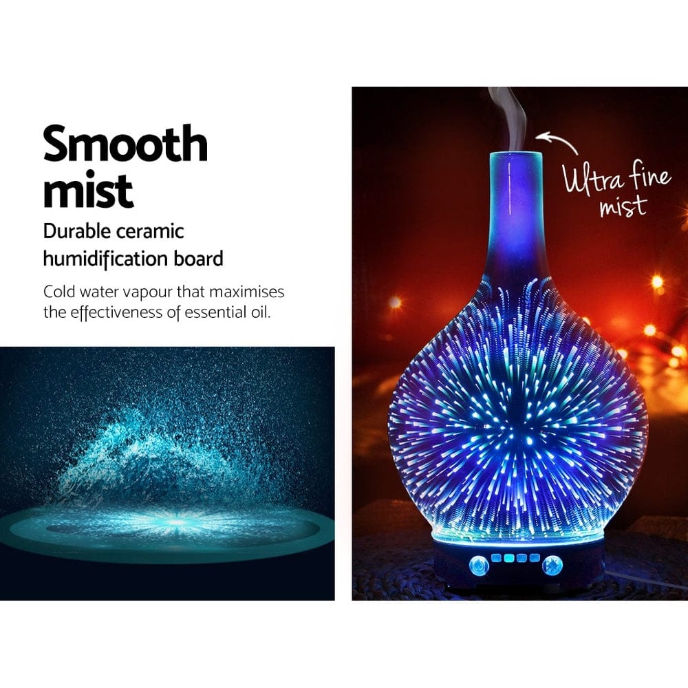 Devanti Appliances > Aroma Diffusers & Humidifiers > Aroma Diffusers Devanti Aroma Diffuser Aromatherapy 3D Glass 100ml
