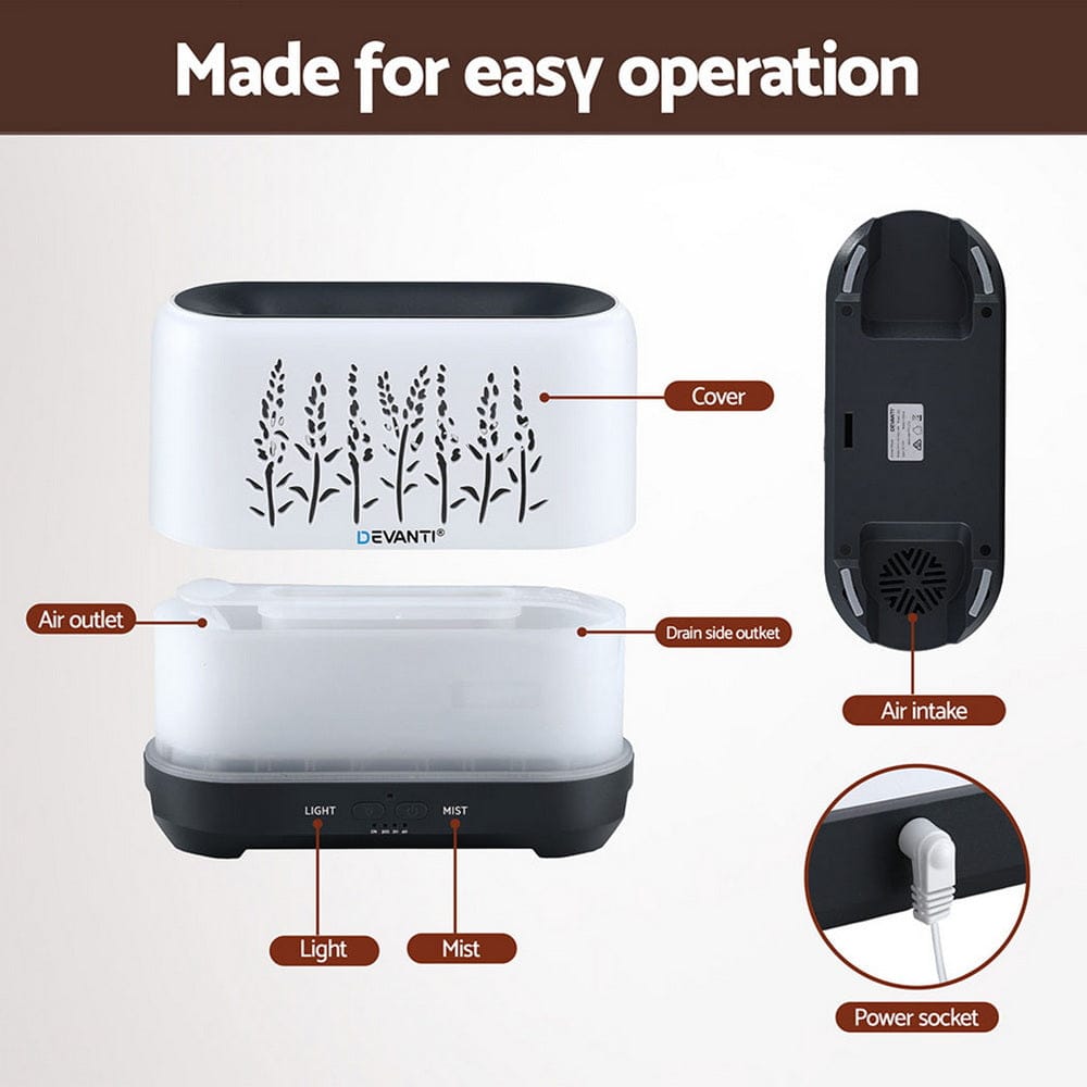 Devanti Appliances > Aroma Diffusers & Humidifiers > Aroma Diffusers Devanti Aroma Diffuser Aromatherapy Flame 200ml