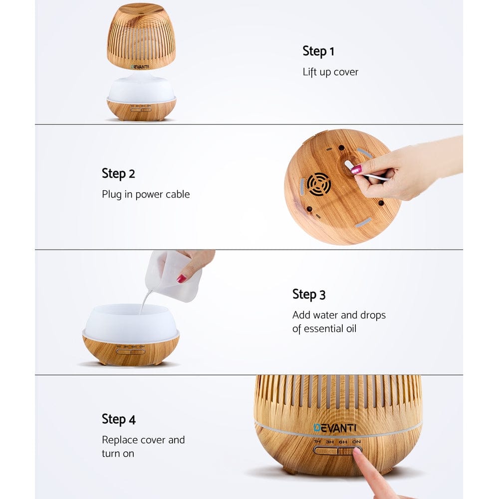 Devanti Appliances > Aroma Diffusers & Humidifiers > Aroma Diffusers Devanti Aroma Diffuser Aromatherapy Humidifier 400ml
