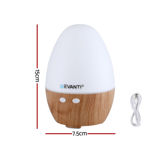 Devanti Appliances > Aroma Diffusers & Humidifiers > Aroma Diffusers Devanti Ultrasonic Aroma Diffuser Aromatherapy 130ml LED Lights Iron Humidifier Forest