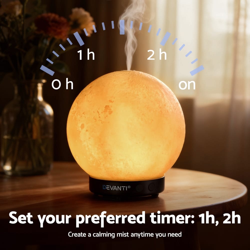 Devanti Appliances > Aroma Diffusers & Humidifiers > Aroma Diffusers Devanti Ultrasonic Aroma Diffuser Aromatherapy Moon Lamp 100ml