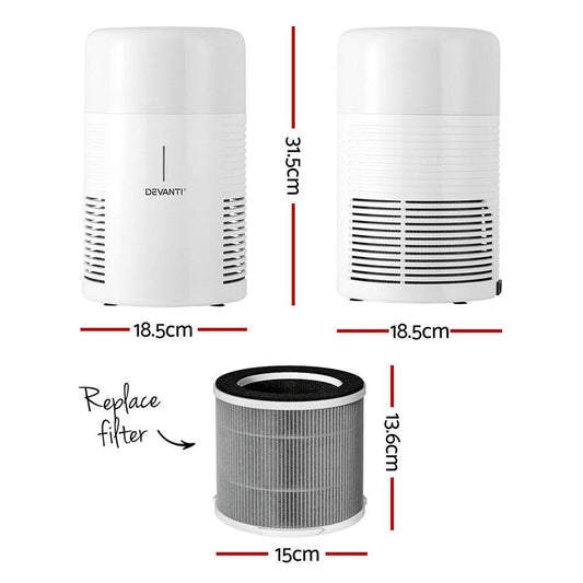 Devanti Appliances > Aroma Diffusers & Humidifiers > Purifiers Devanti Air Purifier 3-layer HEPAh11 Filter Home Freshener Carbon PM2.5 Remover