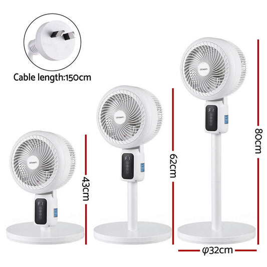 Devanti Appliances > Fans > Portable Fans Devanti Pedestal Fan W/ Remote 3 Speed 12H Timer Height Adjustable Cooling Fan