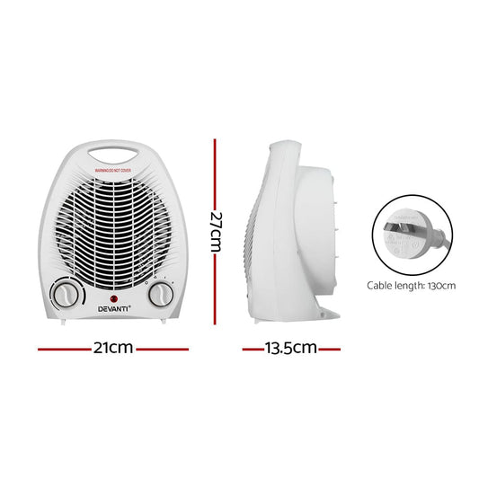 Devanti Appliances > Heaters > Electric Heaters Devanti Electric Fan Heater 2000W