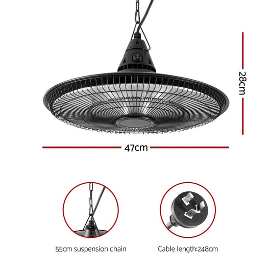 Devanti Appliances > Heaters > Patio Heaters Devanti 1500W Hanging Electric Patio Heater