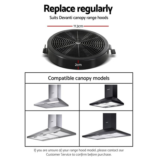 Devanti Appliances > Kitchen Appliances > Cooking Ranges Devanti 11cm Range Hood Carbon Charcoal Filters Replacement X2