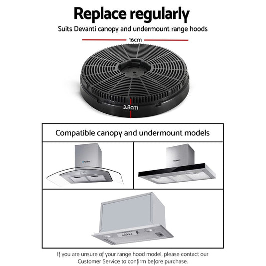 Devanti Appliances > Kitchen Appliances > Cooking Ranges Devanti 16cm Range Hood Carbon Charcoal Filters Replacement X2