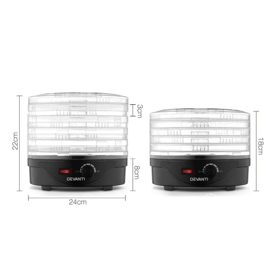 Devanti Appliances > Kitchen Appliances > Food Dehydrators Devanti 5 Trays Food Dehydrator Fruit Dehydrators Pet Beef Jerky Dryer Black