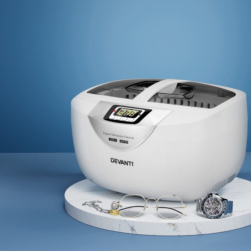 Devanti Appliances > Other Cleaning Appliances > Jewellery Cleaners Devanti 2500ml Ultrasonic Cleaner Heater Jewellery Glasses Cleaning Machine 70W