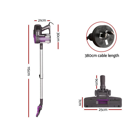 Devanti Appliances > Vacuum Cleaners > Stick Vacuums Devanti Stick Vacuum Cleaner Bagless Corded 500W Purple
