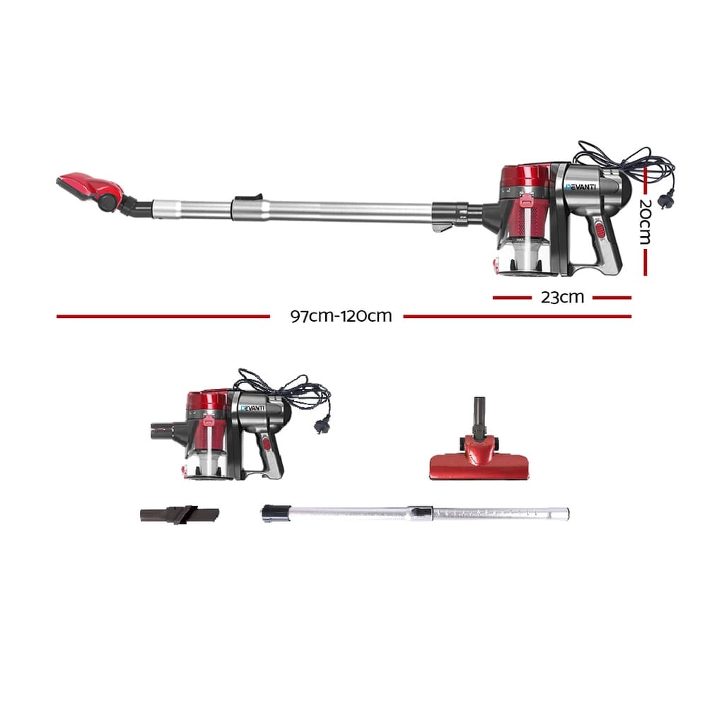Devanti Appliances > Vacuum Cleaners > Stick Vacuums Devanti Stick Vacuum Cleaner Handheld Corded 450W Red