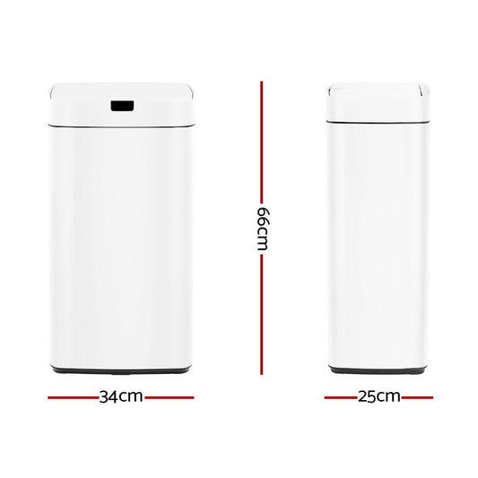 Devanti Home & Garden > Kitchen Bins > Automatic Bins Devanti 45L Motion Sensor Bin Rubbish Automatic White