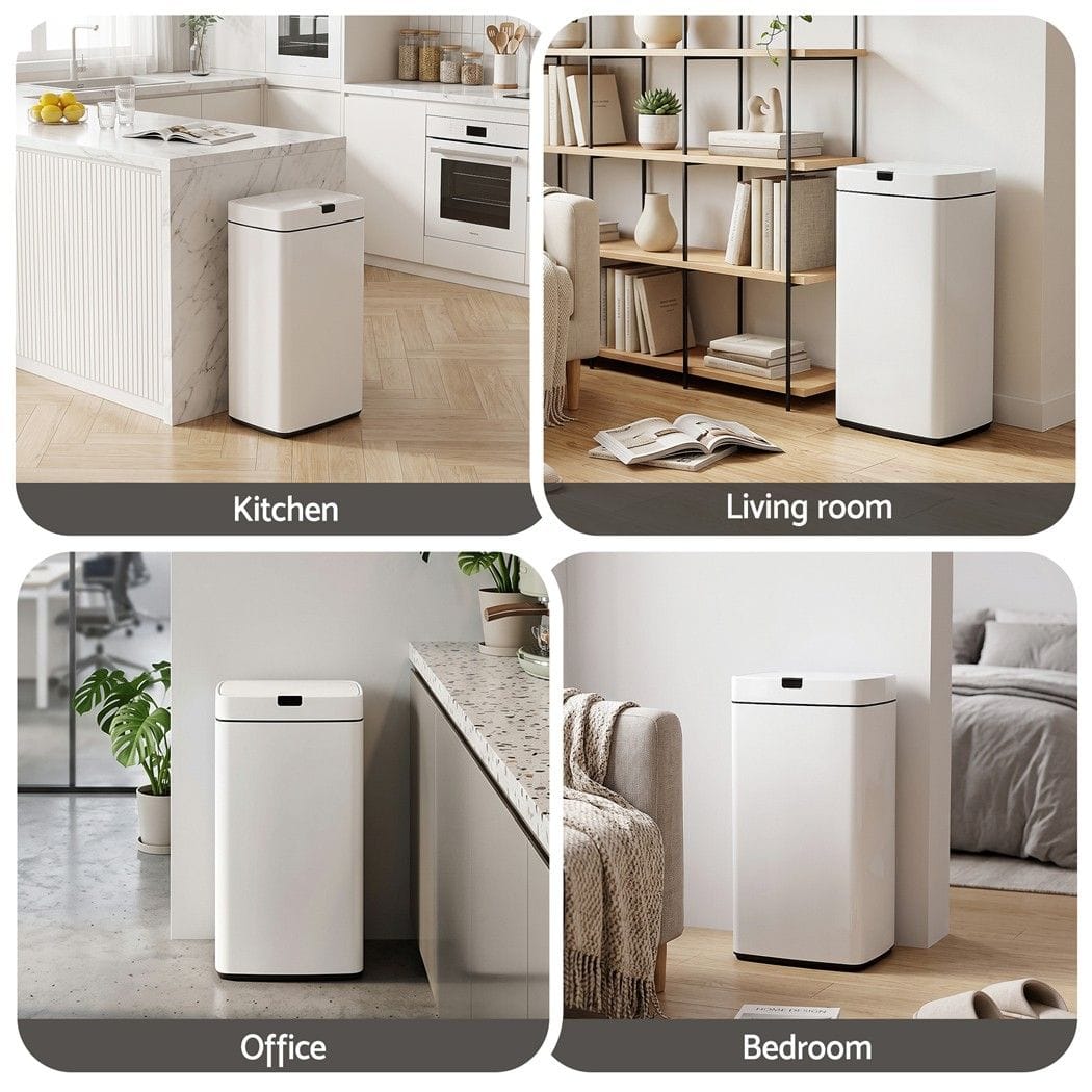 Devanti Home & Garden > Kitchen Bins > Automatic Bins Devanti 45L Motion Sensor Bin Rubbish Automatic White