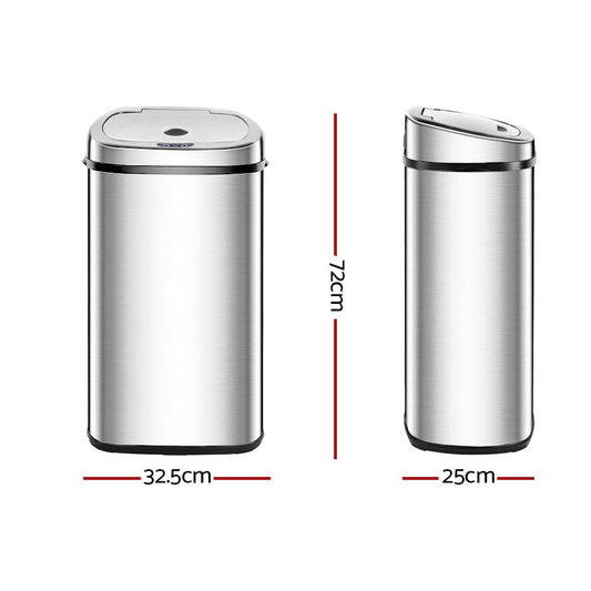 Devanti Home & Garden > Kitchen Bins > Automatic Bins Devanti 50L Motion Sensor Bin Rubbish Automatic Silver
