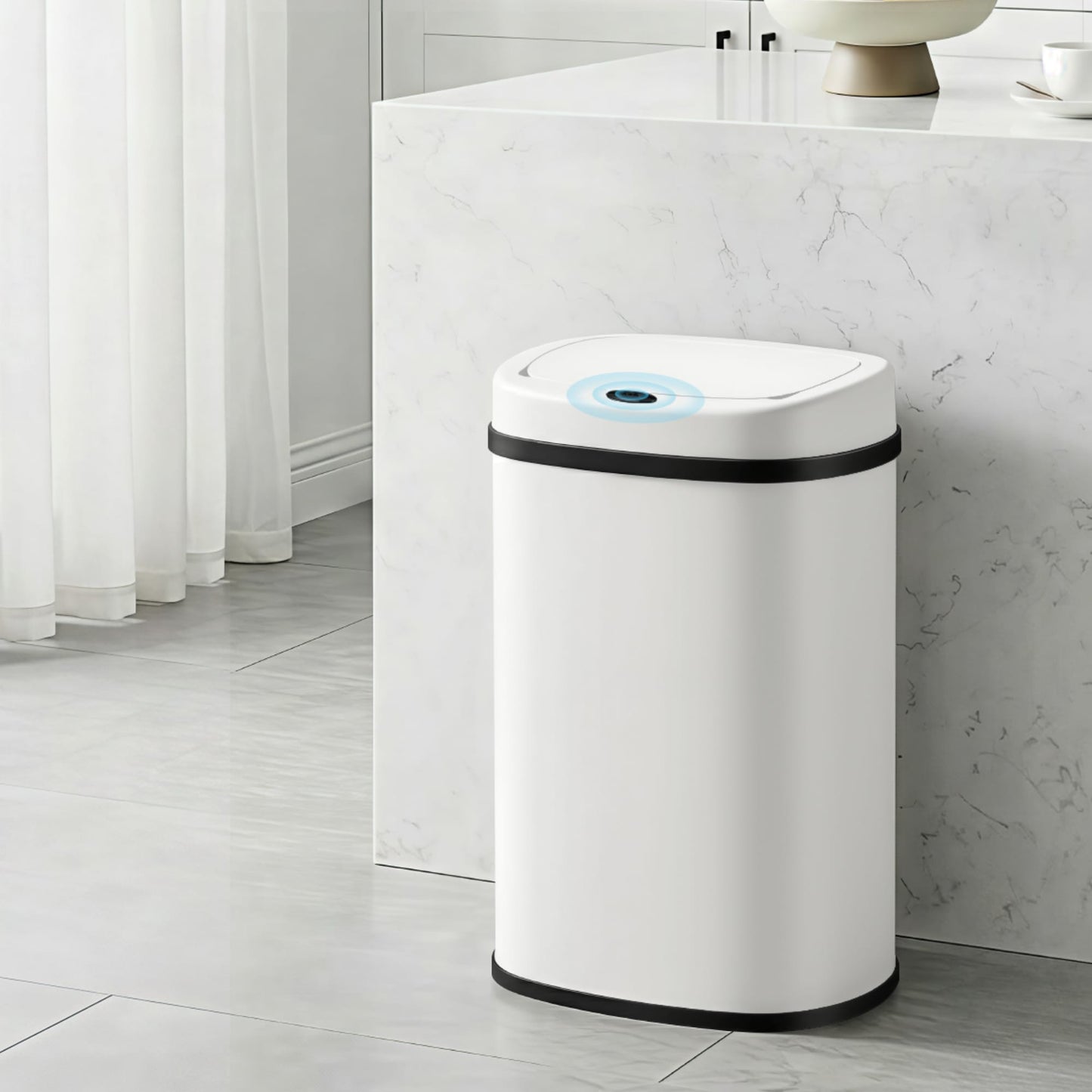 Devanti Home & Garden > Kitchen Bins > Automatic Bins Devanti 50L Sensor Bin Motion Rubbish Automatic White