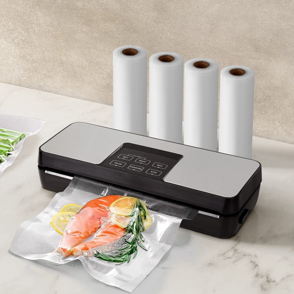 Devanti Home & Garden > Kitchenware > Food Storage Devanti Food Vacuum Sealer Machine Auto Seal Cutter 5 Modes Storage Bags 4 Rolls