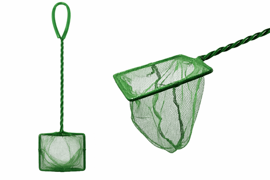 Dudley's World of Pets Fishing Net 34.5cm Green Fishing Net Handheld Wand Aquarium Cleaning Tank Fish Catch Tools