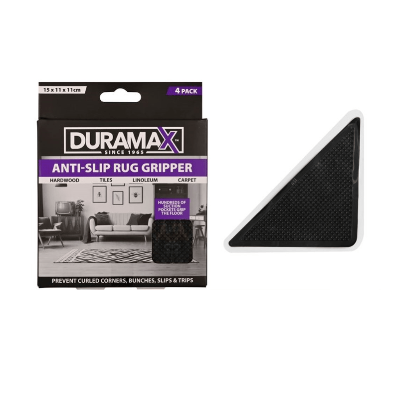 Duramax 4pce Self-Adhesive Rug Grippers 15x11cm Anti-Slip Hardwood Tiles Linoleum Carpet
