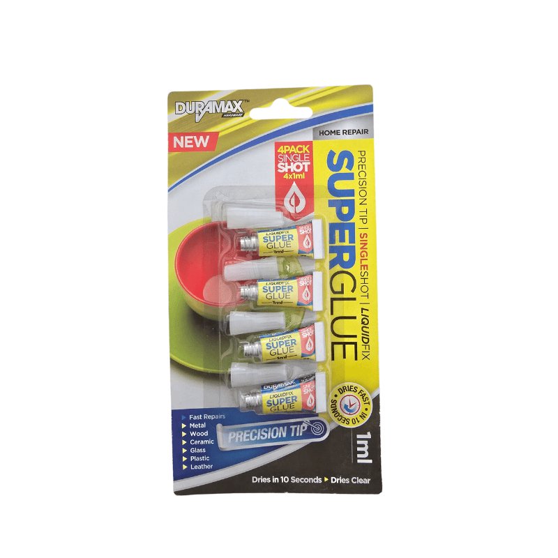 Duramax 4pk 1ml Extra Strong SUPER GLUE Multi Purpose Leather Plastic Paper Wood Rubber