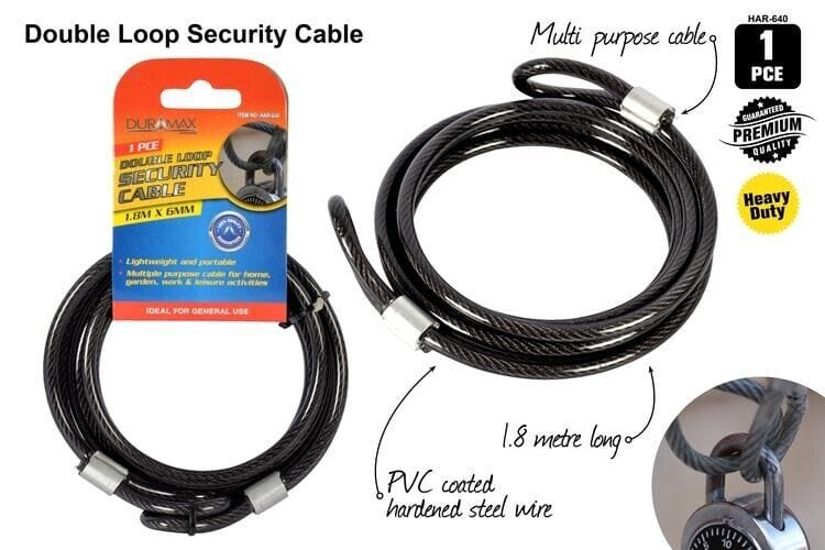 DurAmax Bicycle Bike Cycling Lock Cable 1800mm 6mm Laminate Padlock Trailer Security