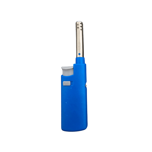 Durmaz Lighter Blue Mini Ignition Gas Utility Lighter Adjustable Fire BBQ Kitchen Stove Butane Light