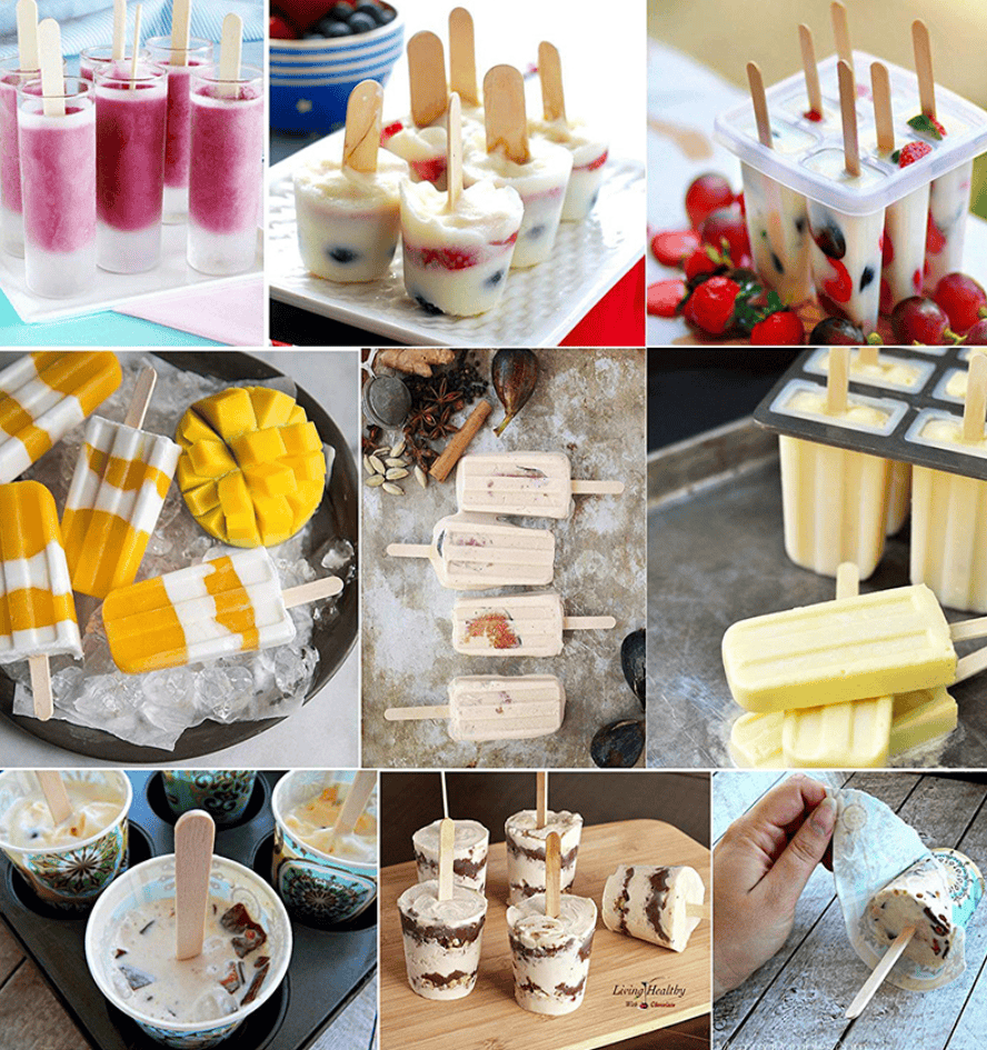 Durmaz Popsicle sticks 100 Wooden Craft Sticks Paddle Pop Popsicle Coffee Stirrers Ice Cream Wax Stick