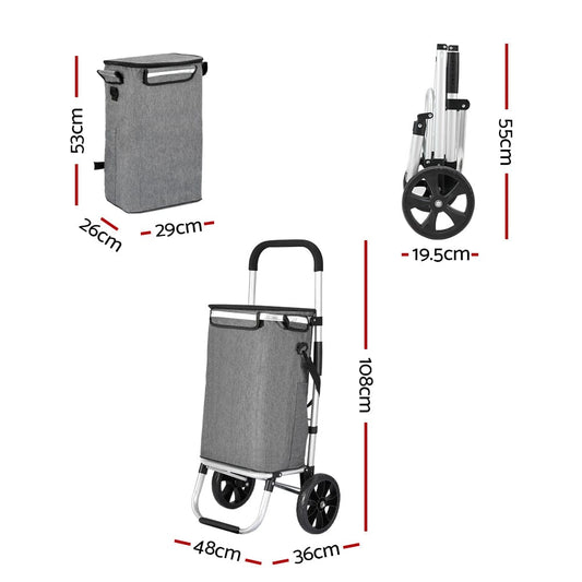 Emajin Furniture > Dining > Kitchen & Dining Trolleys Emajin Shopping Trolley Cart 45KG Foldable Grey
