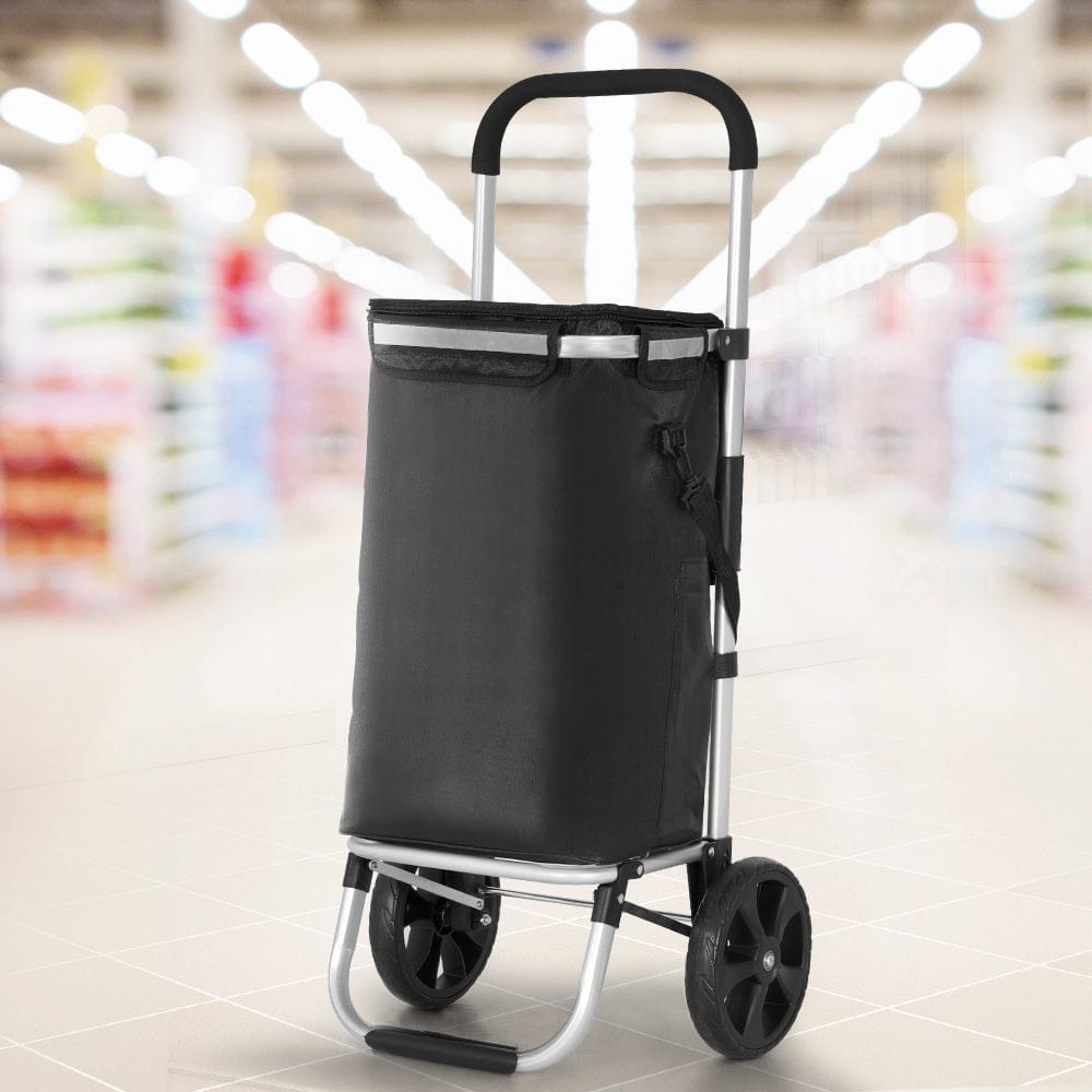 Emajin Furniture > Dining > Kitchen & Dining Trolleys Emajin Shopping Trolley Cart Foldable 45KG Black