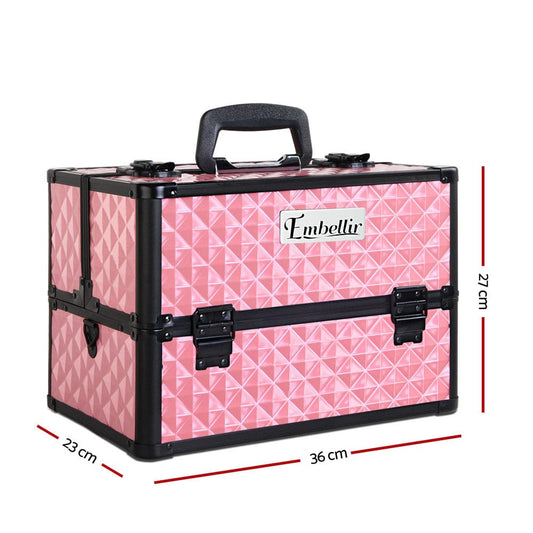 Embellir Health & Beauty > Cosmetic Storage > Cosmetic & Toiletry Bags Embellir Portable Cosmetic Beauty Makeup Case - Diamond Pink