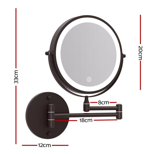 Embellir Health & Beauty > Makeup > Makeup Mirrors Embellir Extendable Makeup Mirror 10X Magnifying Double-Sided Bathroom Brown