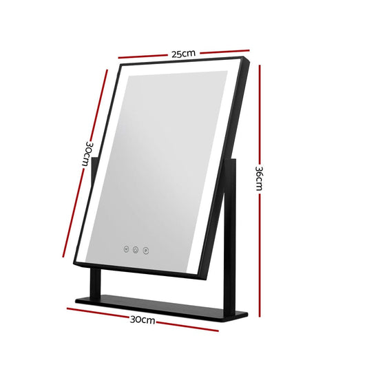 Embellir Health & Beauty > Makeup > Makeup Mirrors Embellir Makeup Mirror 25x30cm Hollywood Vanity with LED Light Rotation Black