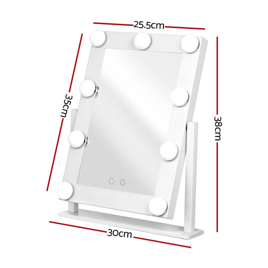 Embellir Health & Beauty > Makeup > Makeup Mirrors Embellir Makeup Mirror 30x38cm Hollywood Vanity with LED Light Rotation Tabletop