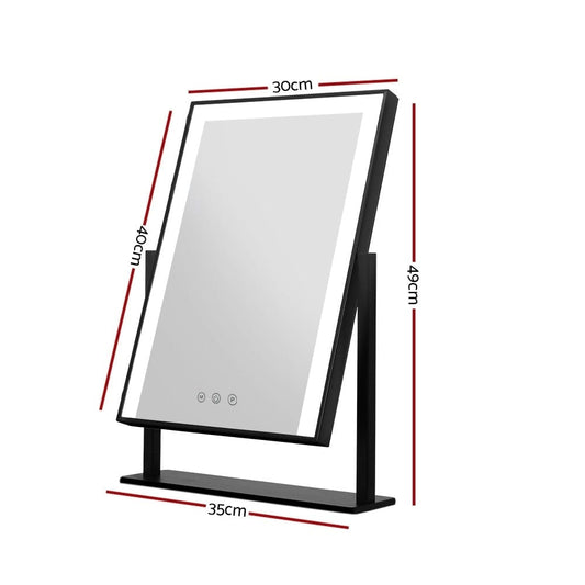 Embellir Health & Beauty > Makeup > Makeup Mirrors Embellir Makeup Mirror 30x40cm Hollywood Vanity with LED Light Rotation Black