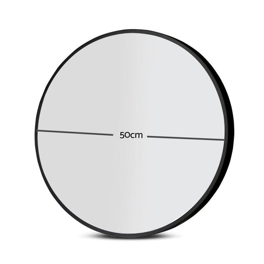 Embellir Health & Beauty > Makeup > Makeup Mirrors Embellir Wall Mirror Makeup 50cm Home Decor Framed Mirrors Bathroom Round Black