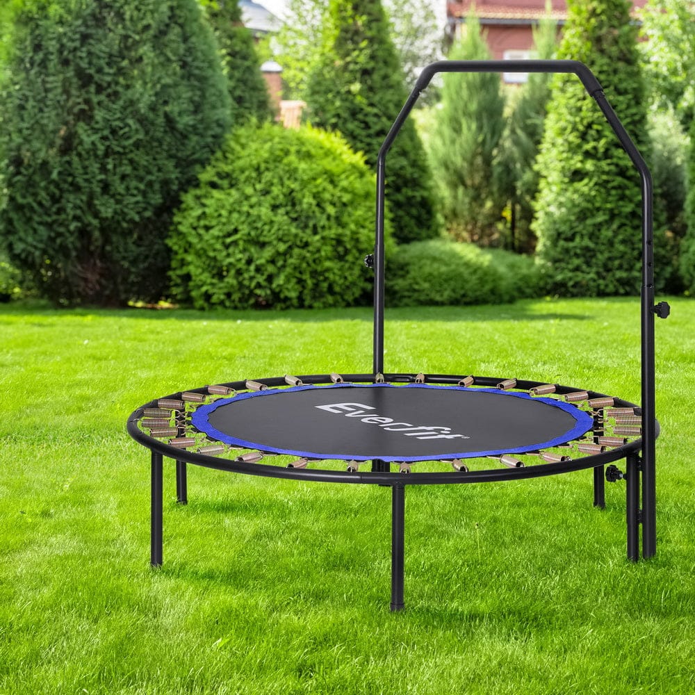 Everfit Baby & Kids > Baby & Kid's Toys > Outdoor Play Equipment Everfit 48inch Round Fitness Trampoline Rebounder Adjustable Handrail Blue