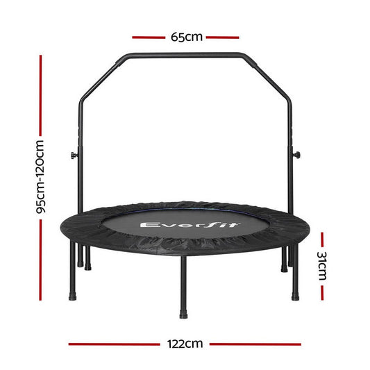 Everfit Baby & Kids > Baby & Kid's Toys > Outdoor Play Equipment Everfit 48inch Round Fitness Trampoline Rebounder Adjustable Handrail Blue