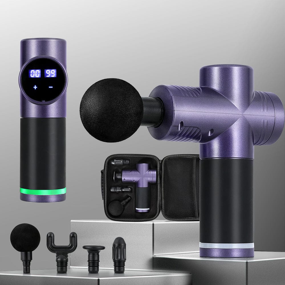 Everfit Health & Beauty > Massage & Relaxation > Massagers Everfit 30 Speed Massage Gun 4 Heads Vibration Muscle Massager Chargeable Purple