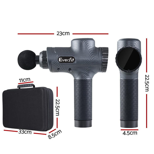 Everfit Health & Beauty > Massage & Relaxation > Massagers Everfit Massage Gun 30 Speed 6 Heads Vibration Muscle Massager Chargeable Grey