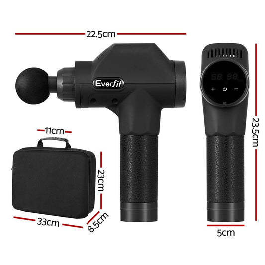 Everfit Health & Beauty > Massage & Relaxation > Massagers Everfit Massage Gun 30 Speed 8 Heads Chargeable Black