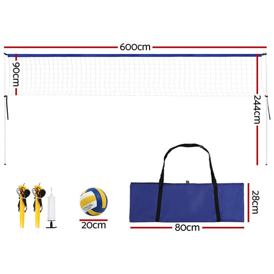 Everfit Sports & Fitness > Ball Sports > Basketball & Basketball Accessories Everfit 6M Portable Volleyball Net Set Adjustable Height Multi-Sport Net with Ball and Bag