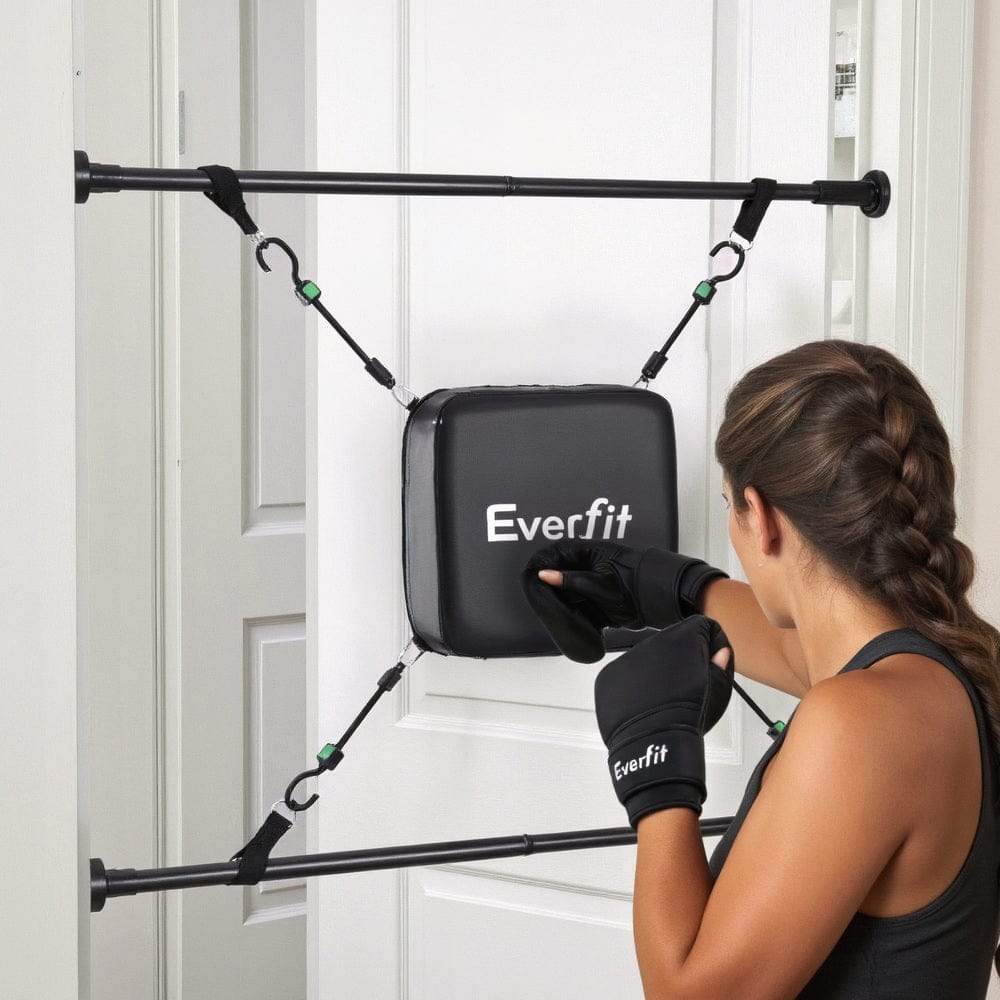 Everfit Sports & Fitness > Exercise, Gym & Fitness > Boxing & Martial Arts Everfit Doorway Punching Bag Adjustable Apartment Friendly with Boxing Gloves Black