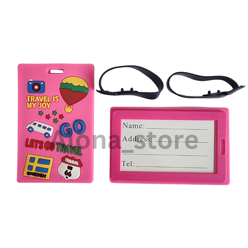 EZ Travel Pink 2pcs PVC Luggage Tags 10.5X6.5CM Fashion Creative Letter Bags Travel Label Lost