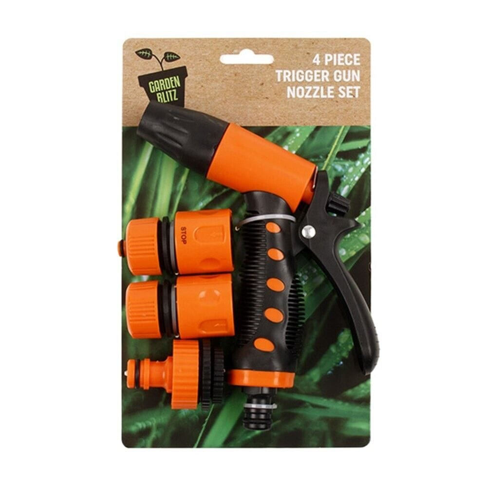 Garden Blitz 4Pcs Set High Pressure Gun Nozzle Grip Trigger Garden Hose Watering Hand Sprayer