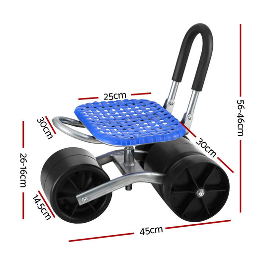 Gardeon Baby & Kids > Baby & Kid's Toys > Outdoor Play Equipment Gardeon Garden Stool Seat Foldable with Wheels Blue