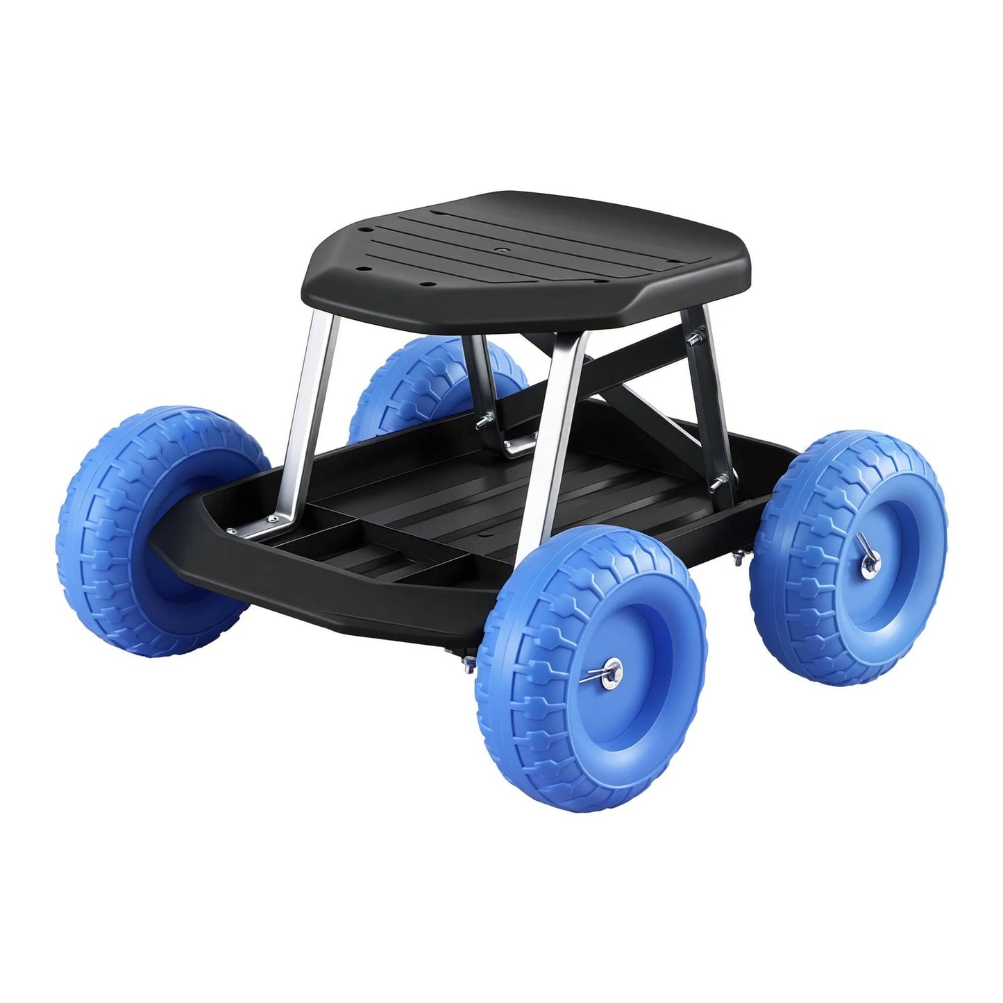 Gardeon Baby & Kids > Kid's Furniture > Kid's Tables, Chairs & Seats Gardeon Garden Cart Seat with Wheels, Rolling Work Stool with Tool Storage Tray, 440lbs (200kg) Heavy Duty Capacity Garden Stool for Outdoor Yard Work, Car Detailing, and Garage Maintenance, Blue/Black