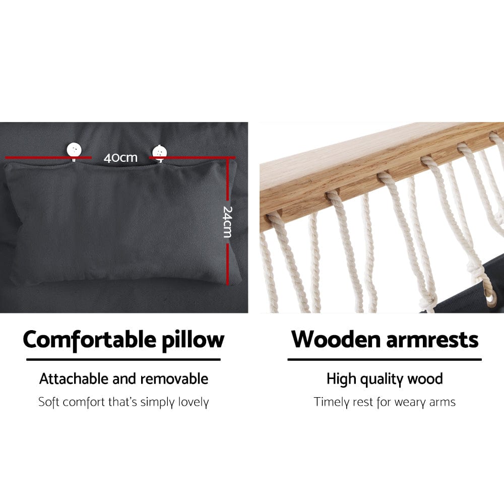 Gardeon Furniture > Outdoor > Outdoor Chairs Gardeon Hammock Chair Hanging with Armrest Camping Hammocks Grey