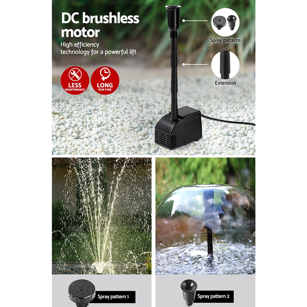Gardeon Home & Garden > Fountains > Fountain & Ponds Accessories Gardeon Solar Pond Pump Submersible Water Fountain Kit with 2 Panels 7.2FT