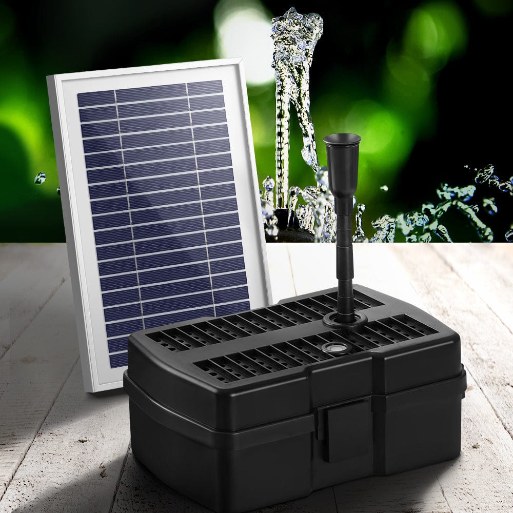 Gardeon Home & Garden > Fountains > Fountain & Ponds Accessories Gardeon Solar Pond Pump with Filter Box 4.6FT